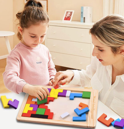 Wooden Blocks Puzzle Brain Teasers Toys for Kids
