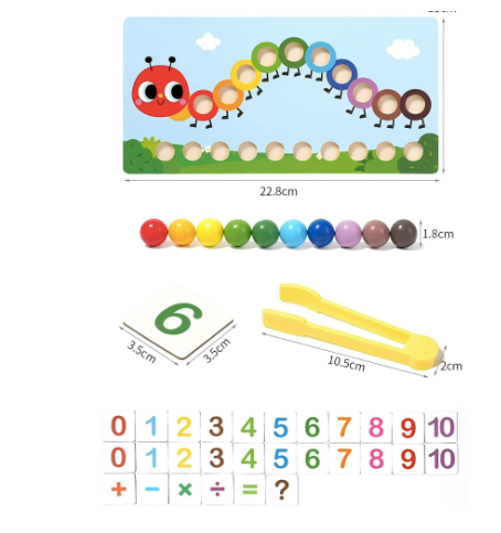 Caterpillar Math Learning Toy – Early Educational Wooden Number Set