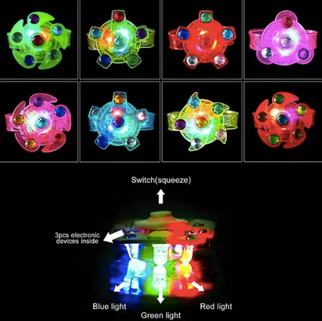 LED Light up Fidget Spinner Bracelets - Glow in The Dark - 2-Pack