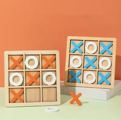 Wooden Tic Tac Toe Game – Classic Interactive XO Board Game for Kids and Families