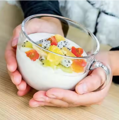 Glass Mug with Wooden Lid & Spoon