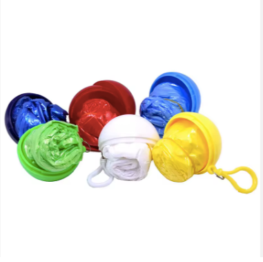 Portable Disposable Emergency Rain Poncho with Keychain Ball Case