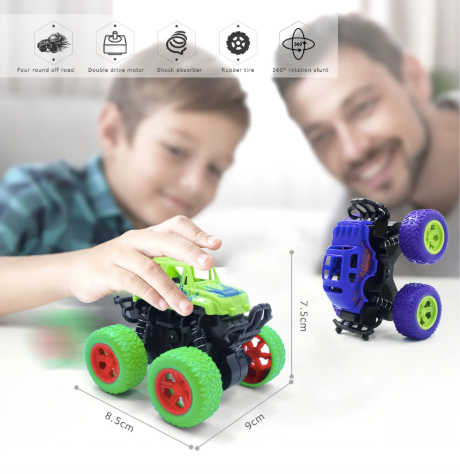 Children's 4WD Inertia Stunt Monster Trucks – Pull-Back Off-Road Vehicle Toy