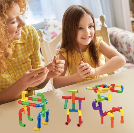 DIY Plastic Tube STEM Building Blocks – 100-Piece Educational Puzzle Construction Set
