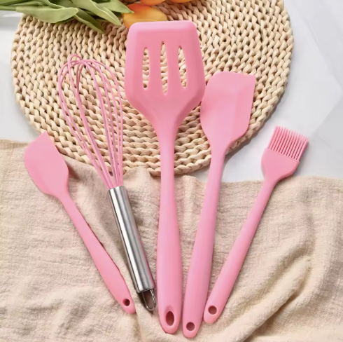 5-Piece Heat Resistant Silicone Kitchen Utensil Set with Whisk