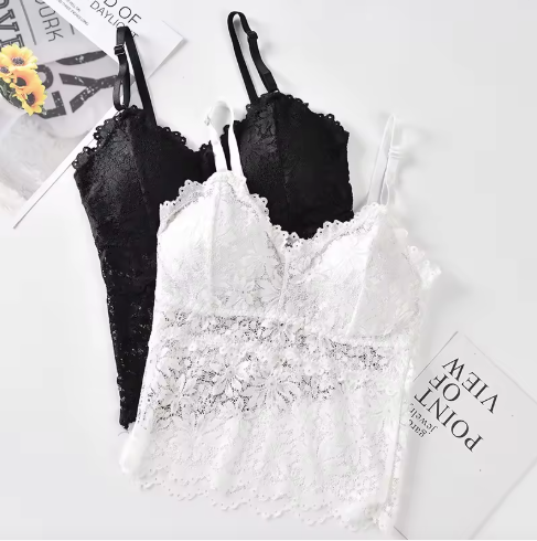 Women's Elegant Floral Lace Wireless Bralette – Padded, Comfortable, & Sexy Camisole Style