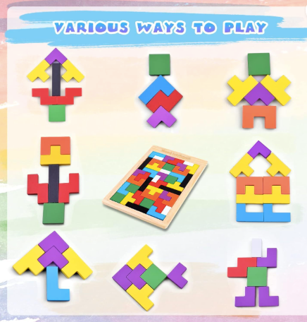 Wooden Blocks Puzzle Brain Teasers Toys for Kids