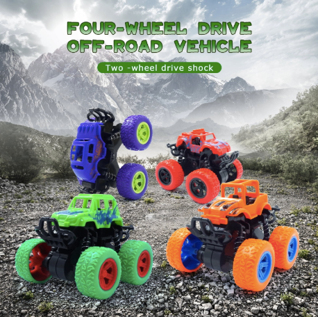 Children's 4WD Inertia Stunt Monster Trucks – Pull-Back Off-Road Vehicle Toy