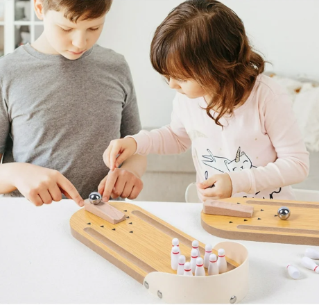 Mini Wooden Bowling Board Game – Fun Tabletop