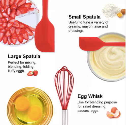 5-Piece Heat Resistant Silicone Kitchen Utensil Set with Whisk