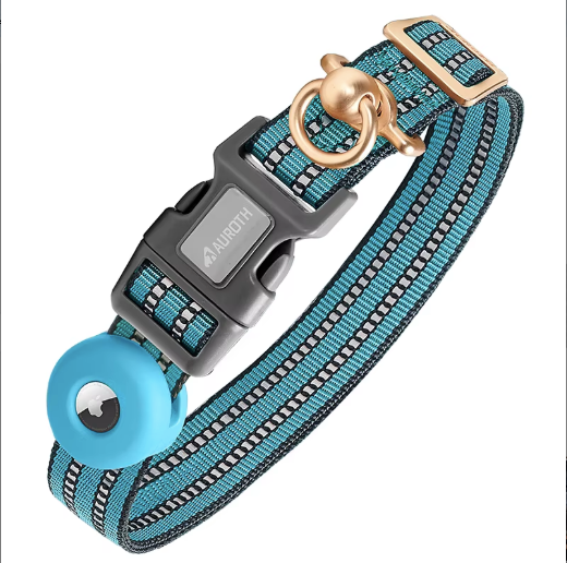 Nylon Soft Adjustable Dog Training Collar with AirTag Holder