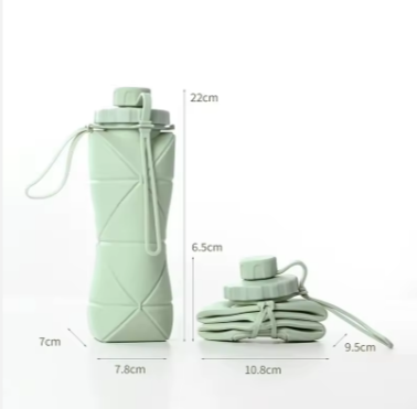 600ml Collapsible Silicone Water Bottle – Foldable Sports & Travel Hydration Bottle
