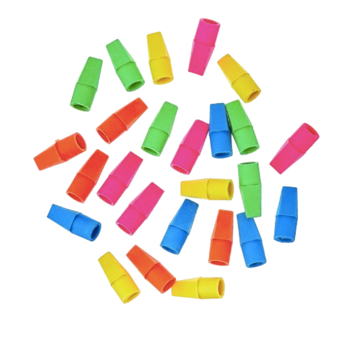 Pen+Gear Pencil Cap Erasers, 25 Count – Assorted Colors, Smudge-Free, Fits #2 Pencils