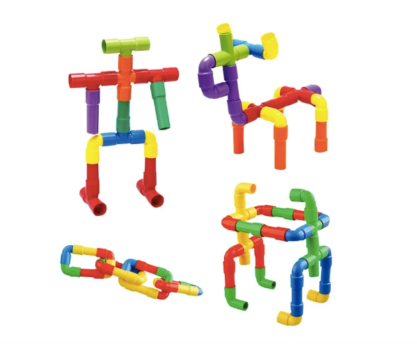 DIY Plastic Tube STEM Building Blocks – 100-Piece Educational Puzzle Construction Set