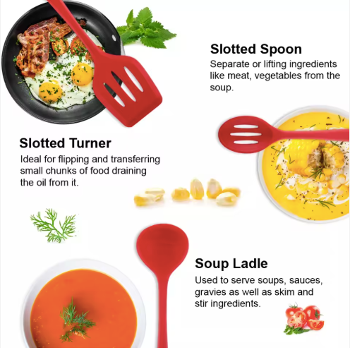 5-Piece Heat Resistant Silicone Kitchen Utensil Set with Whisk