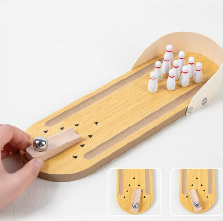 Mini Wooden Bowling Board Game – Fun Tabletop