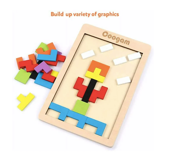 Wooden Blocks Puzzle Brain Teasers Toys for Kids