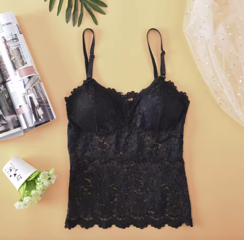 Women's Elegant Floral Lace Wireless Bralette – Padded, Comfortable, & Sexy Camisole Style