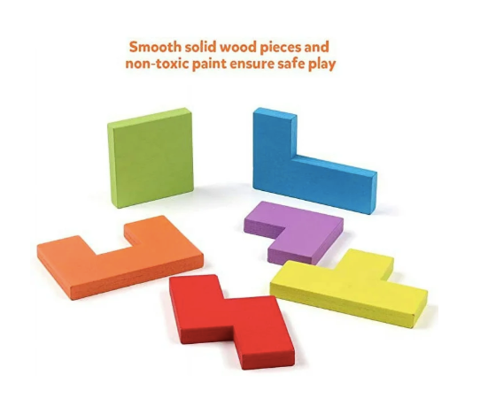 Wooden Blocks Puzzle Brain Teasers Toys for Kids