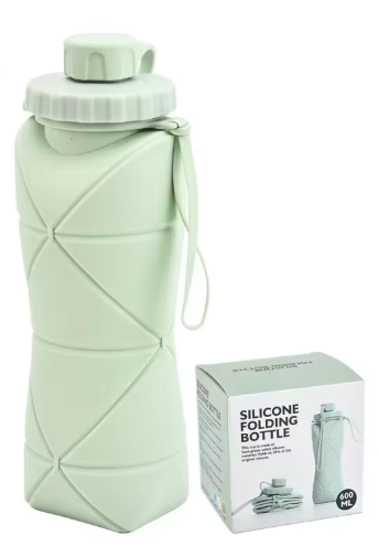 600ml Collapsible Silicone Water Bottle – Foldable Sports & Travel Hydration Bottle