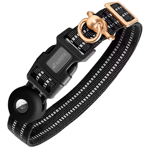 Nylon Soft Adjustable Dog Training Collar with AirTag Holder