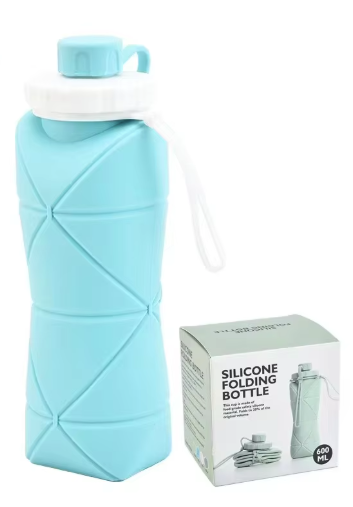 600ml Collapsible Silicone Water Bottle – Foldable Sports & Travel Hydration Bottle