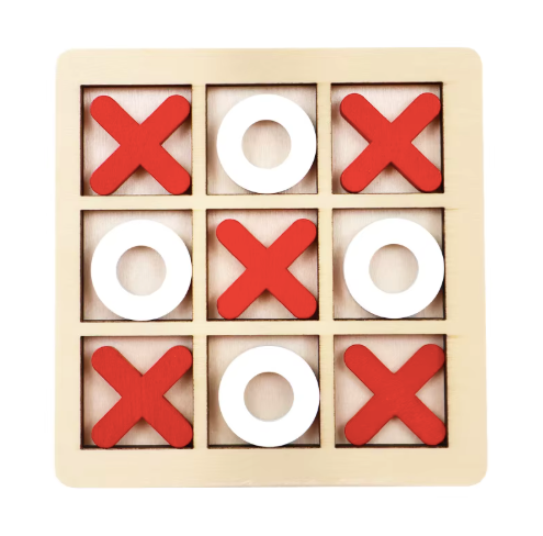 Wooden Tic Tac Toe Game – Classic Interactive XO Board Game for Kids and Families