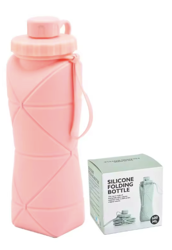 600ml Collapsible Silicone Water Bottle – Foldable Sports & Travel Hydration Bottle