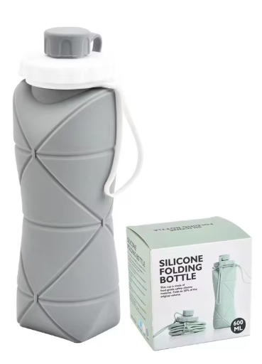 600ml Collapsible Silicone Water Bottle – Foldable Sports & Travel Hydration Bottle