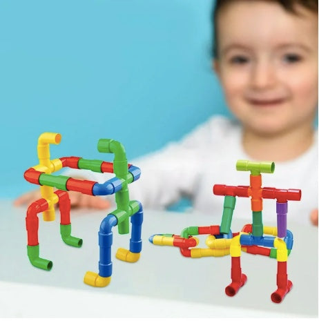 DIY Plastic Tube STEM Building Blocks – 100-Piece Educational Puzzle Construction Set