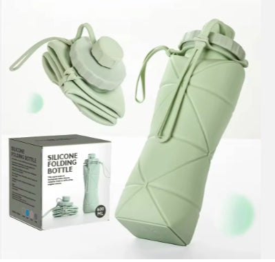600ml Collapsible Silicone Water Bottle – Foldable Sports & Travel Hydration Bottle