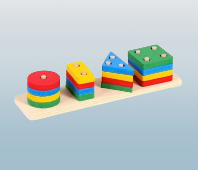 Wooden Shape Sorting Puzzle – Geometric Stacking Educational Toy for Toddlers