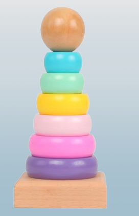 Wooden Stacking Ring Toy – Educational Colorful Baby Stacker for Early Learning