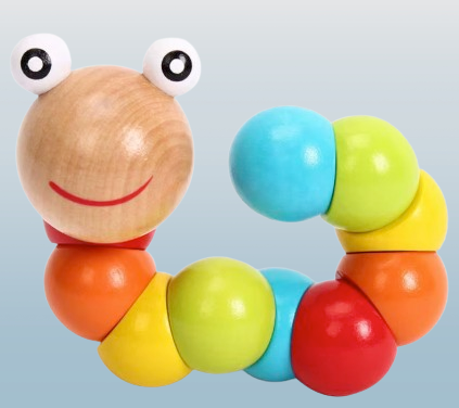 Wooden Flexible Caterpillar Toy – Colorful Sensory Learning Toy