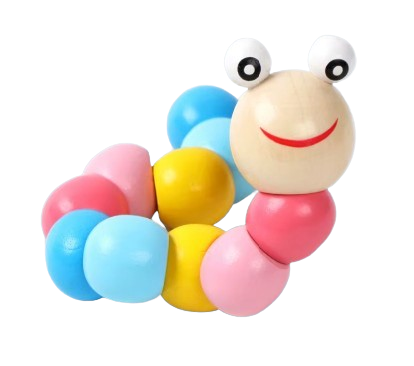 Safe Haven & CO Wooden Flexible Caterpillar Toy – Colorful Sensory Learning Toy