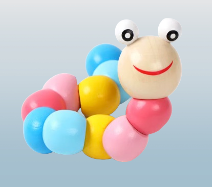 Wooden Flexible Caterpillar Toy – Colorful Sensory Learning Toy