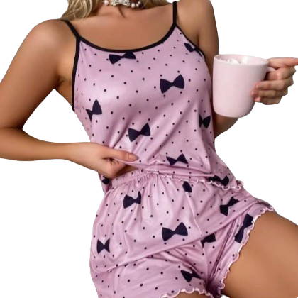 Women 2-Piece Heart or Bow Pajama Short Set