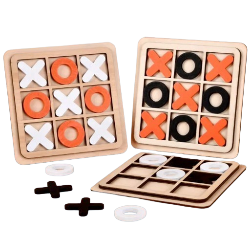 Wooden Tic Tac Toe Game – Classic Interactive XO Board Game for Kids and Families