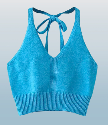 Women's Solid Color Knitted Halter Crop Top
