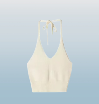Women's Solid Color Knitted Halter Crop Top