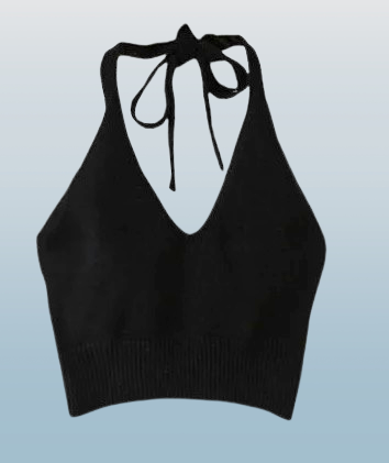 Women's Solid Color Knitted Halter Crop Top
