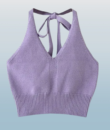 Women's Solid Color Knitted Halter Crop Top
