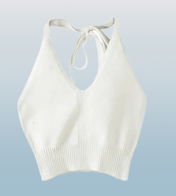 Women's Solid Color Knitted Halter Crop Top
