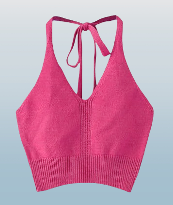 Women's Solid Color Knitted Halter Crop Top