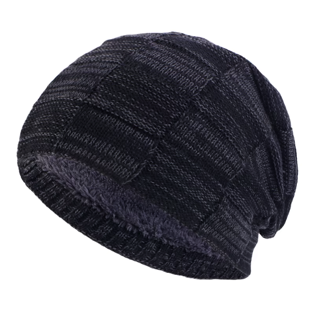 Slouchy Knit Beanie, Double Layer with Fleece Lining, Unisex Winter Hat, Multiple Colors