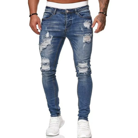 Men’s Distressed Skinny Fit Ripped Denim Jeans