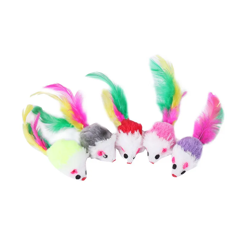 2-Pack Plush Feather Mouse Cat Toy