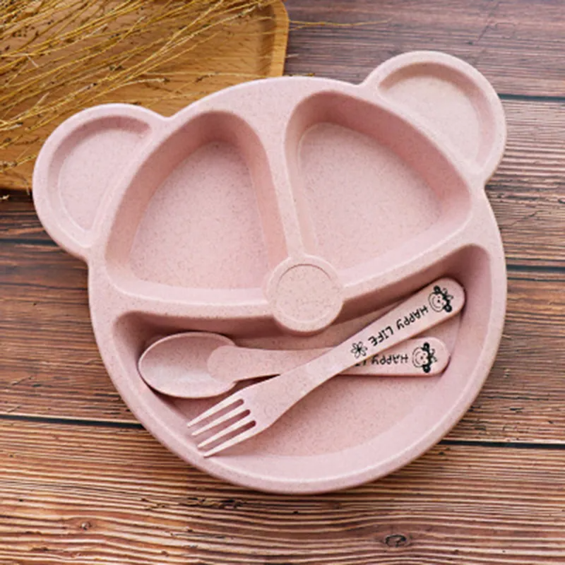 Bear-Shaped Kids Tableware Set with Spoon & Fork