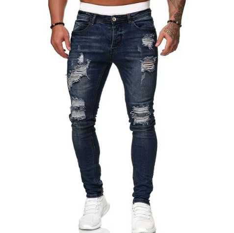 Men’s Distressed Skinny Fit Ripped Denim Jeans
