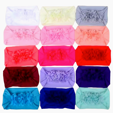 Soft Stretchy Baby Headbands – Floral Turban Hair Wraps for Girls / 0-12 Months